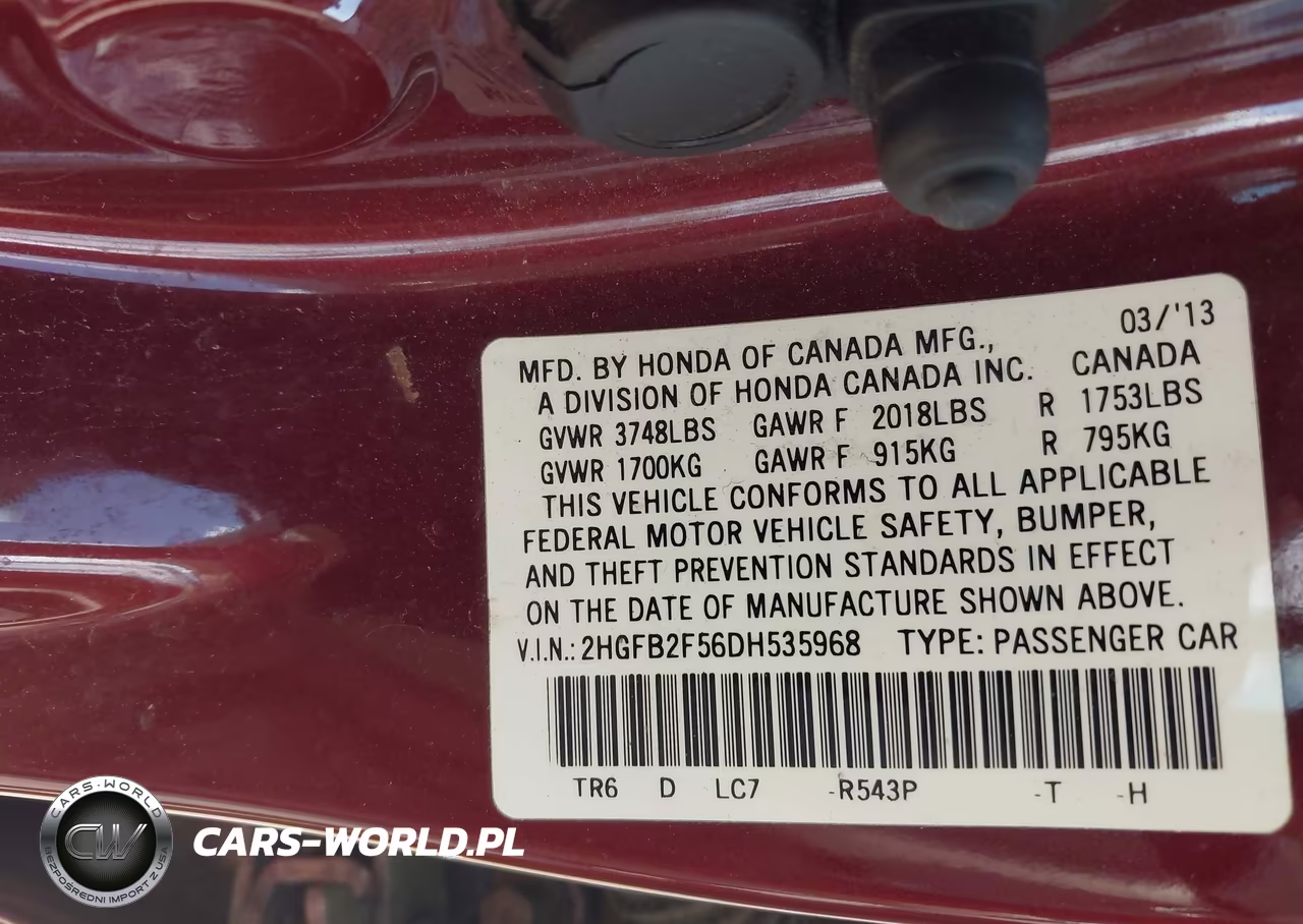 2013 Honda Civic Lx VIN:2HGFB2F56DH535968 - 9