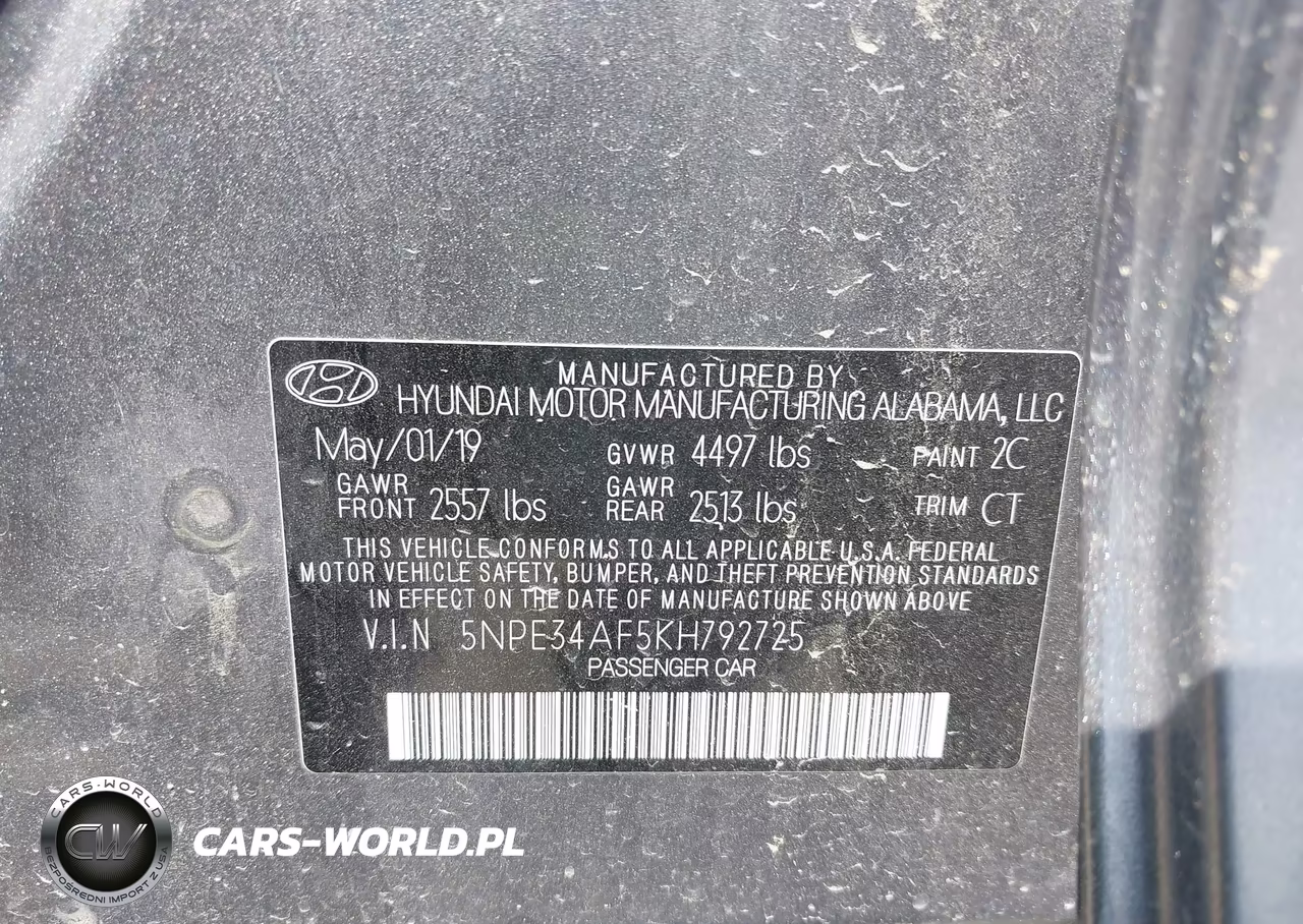 2019 Hyundai Sonata Sel VIN:5NPE34AF5KH792725 - 9