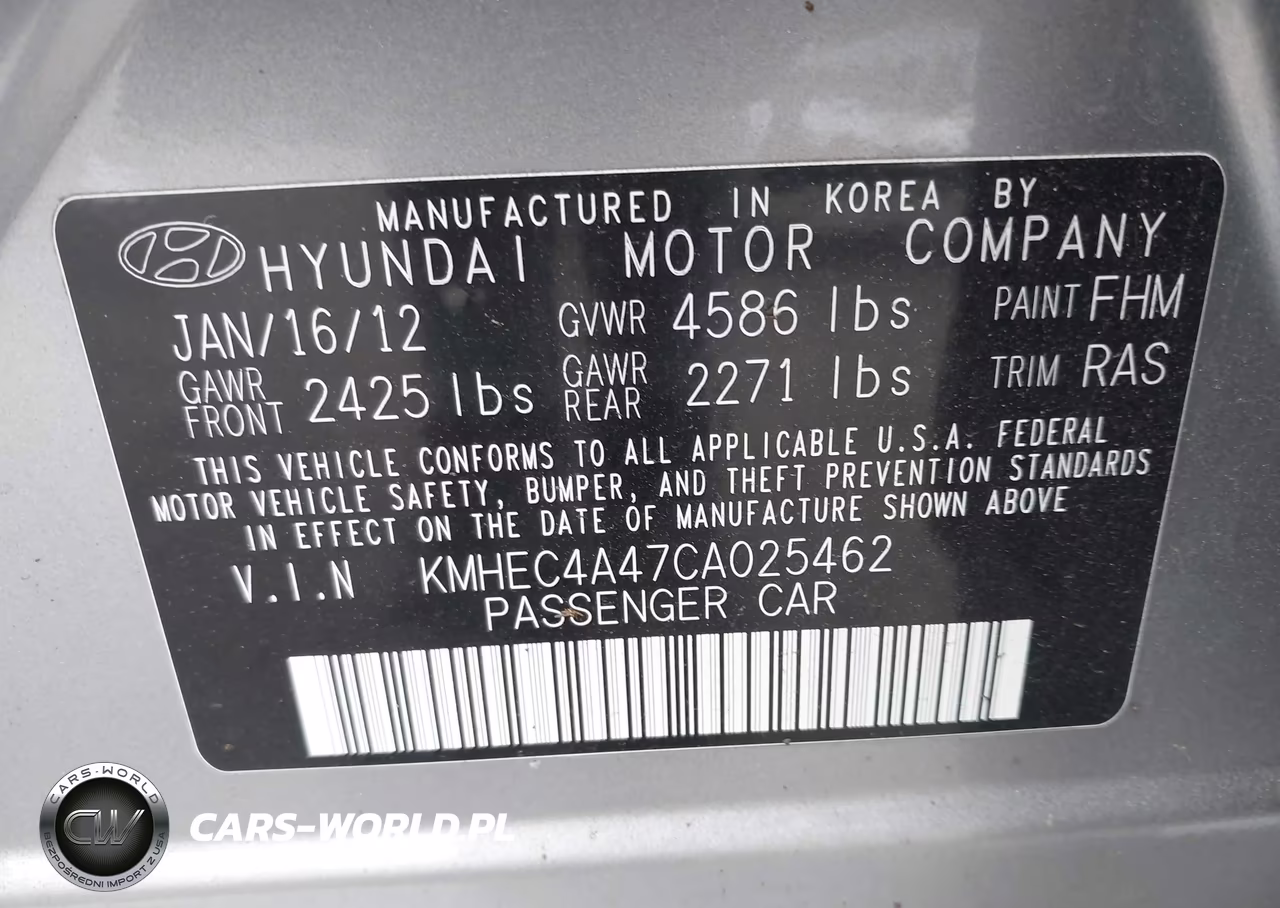 2012 Hyundai Sonata Hybrid VIN:KMHEC4A47CA025462 - 9