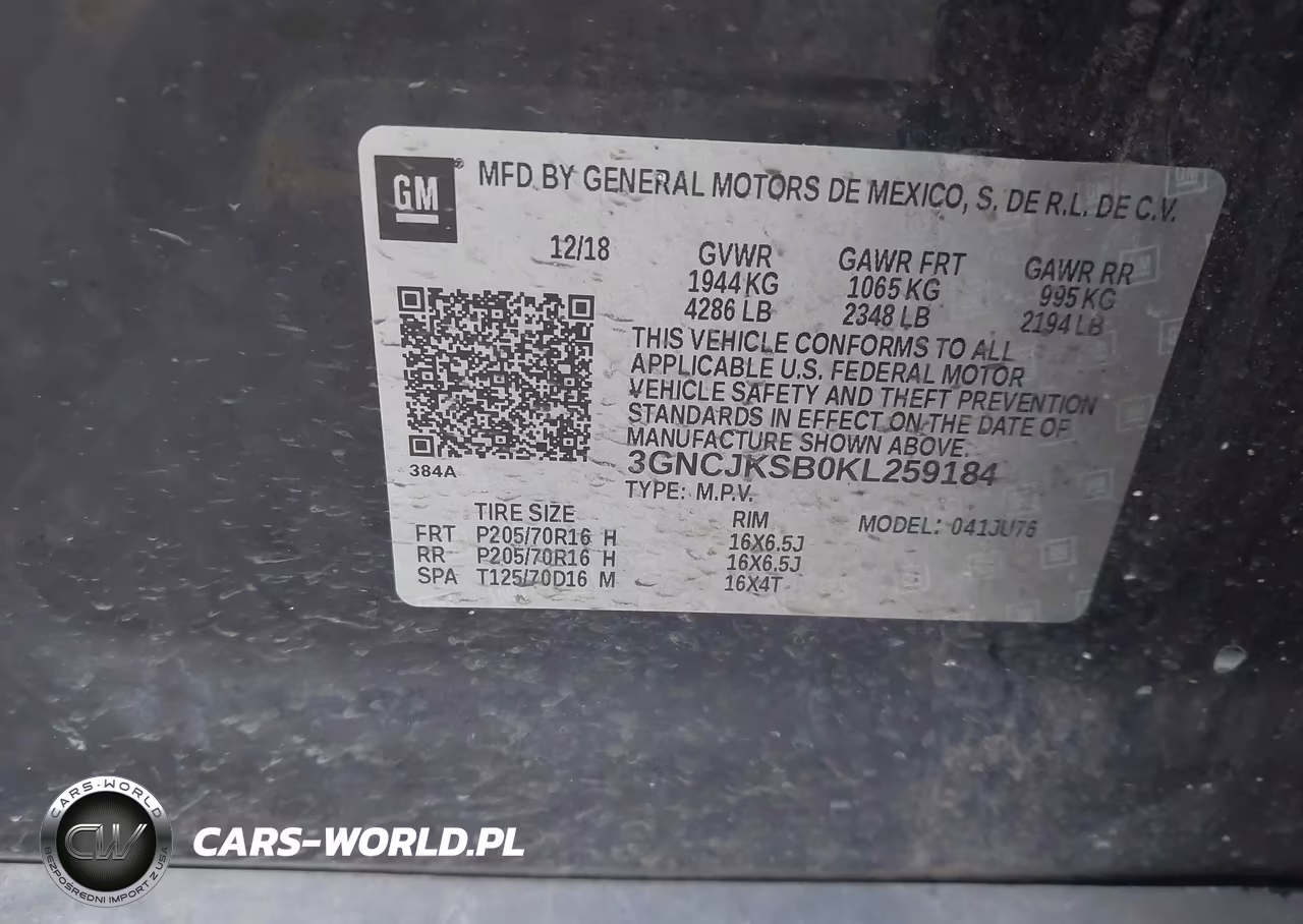 2019 Chevrolet Trax Ls VIN:3GNCJKSB0KL259184 - 9