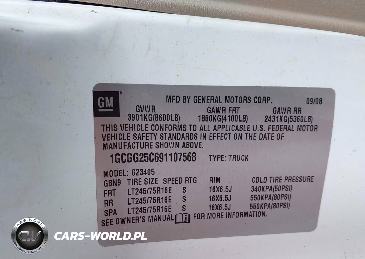 2009 Chevrolet Express Work Van VIN:1GCGG25C691107568 - 9