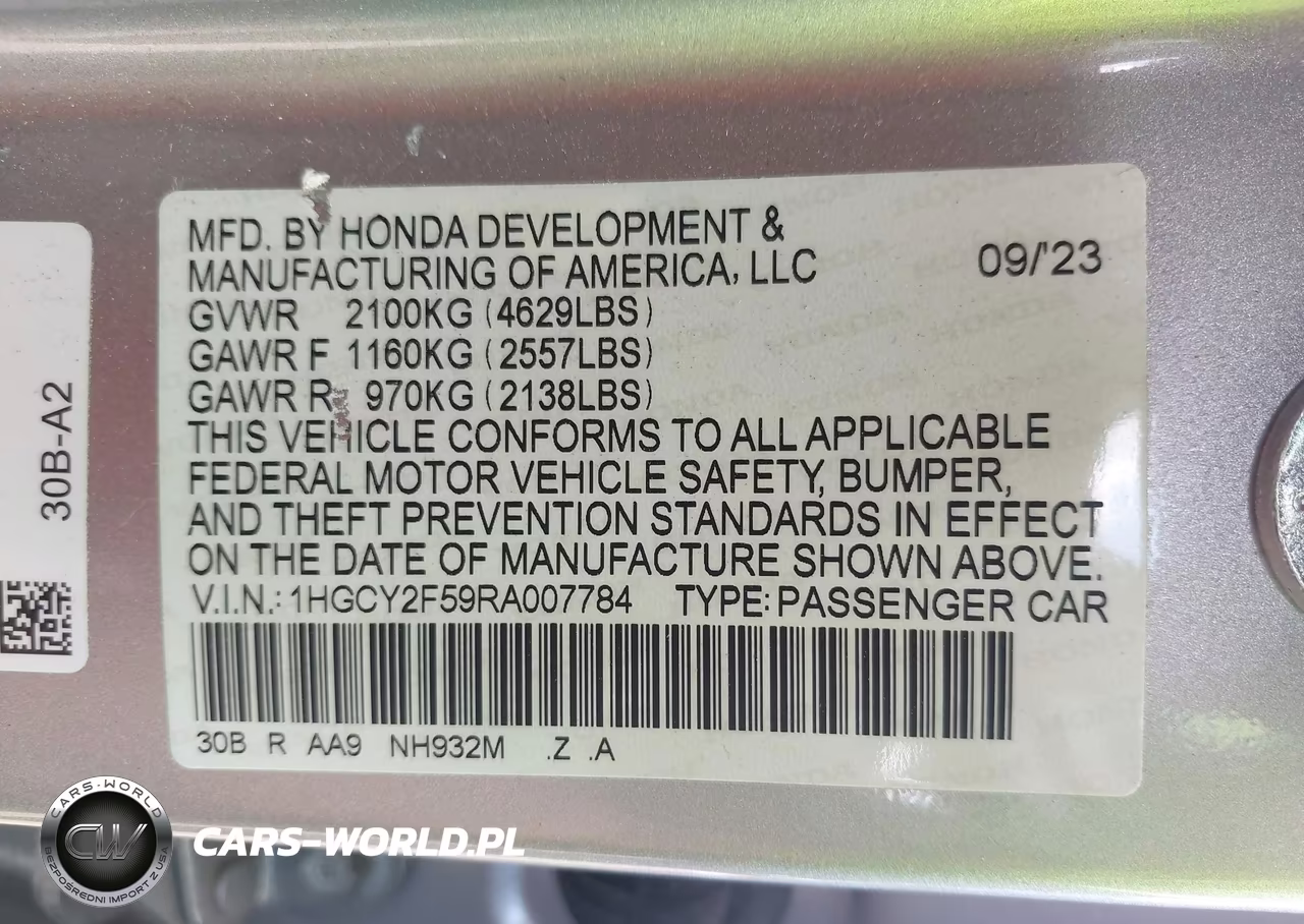 2024 Honda Accord Hybrid Sport VIN:1HGCY2F59RA007784 - 9