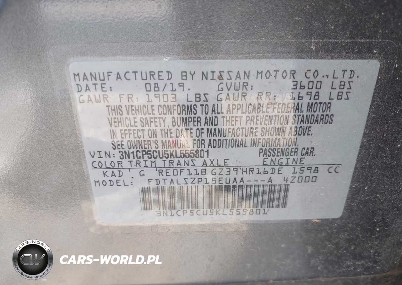 2019 Nissan Kicks Sv VIN:3N1CP5CU5KL555801 - 9