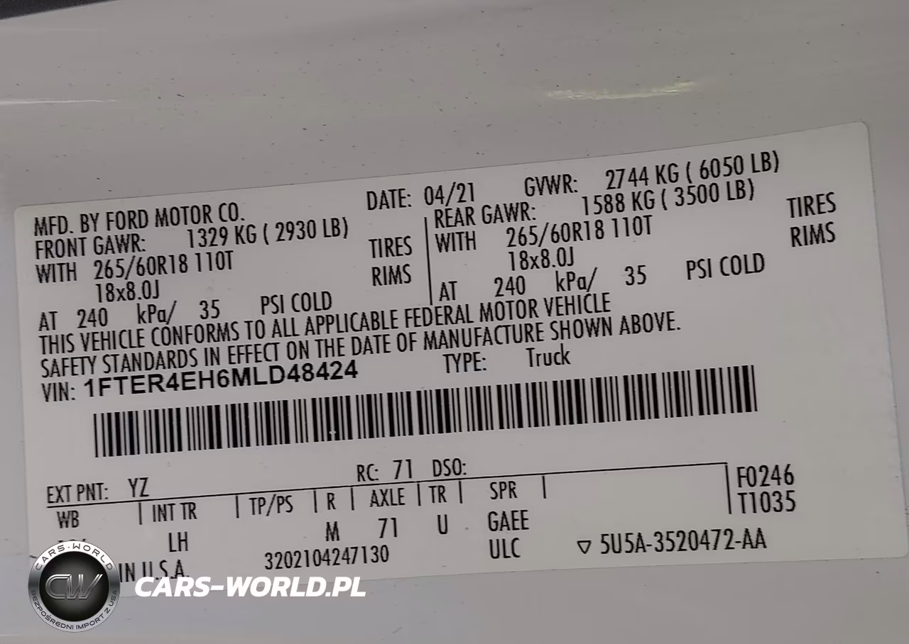 2021 Ford Ranger Xl VIN:1FTER4EH6MLD48424 - 9