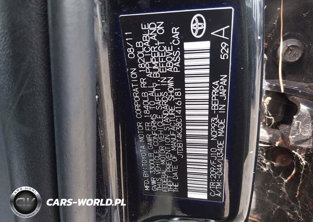 2012 Toyota Yaris VIN:JTDBT4K38C1416181 - 9