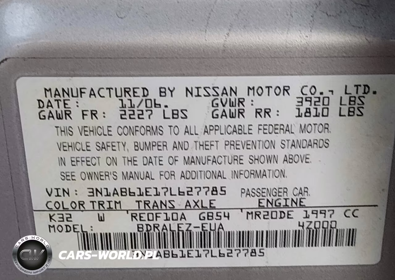 2007 Nissan Sentra 2.0S VIN:3N1AB61E17L627785 - 9