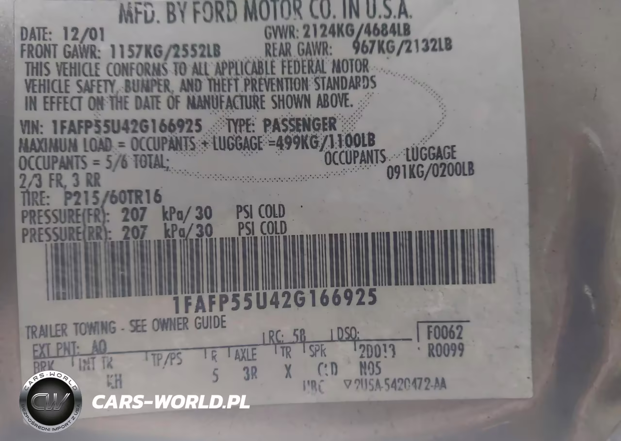 2002 Ford Taurus Ses Deluxe-Ses Standard VIN:1FAFP55U42G166925 - 9