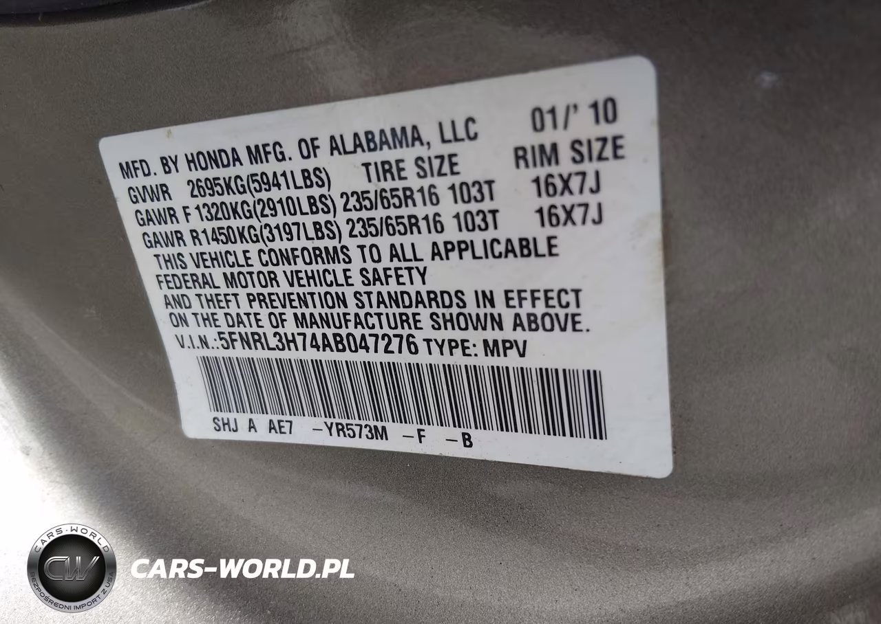 2010 Honda Odyssey Ex-L VIN:5FNRL3H74AB047276 - 9
