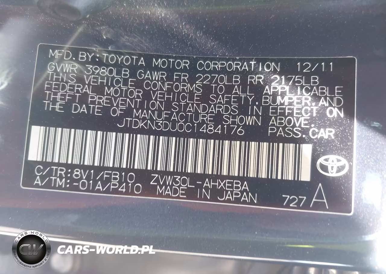 2012 Toyota Prius Three VIN:JTDKN3DU0C1484176 - 9