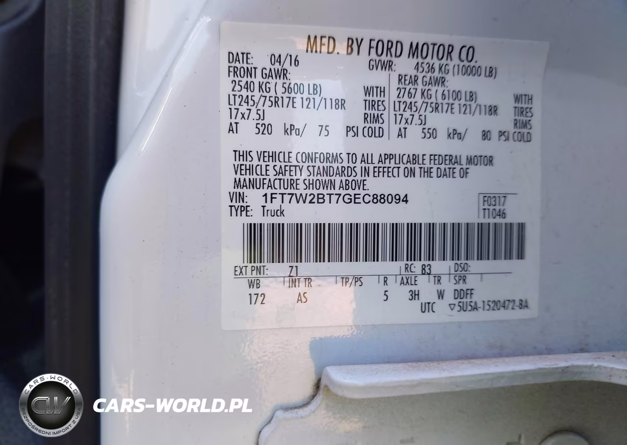 2016 Ford F-250 Xl VIN:1FT7W2BT7GEC88094 - 9