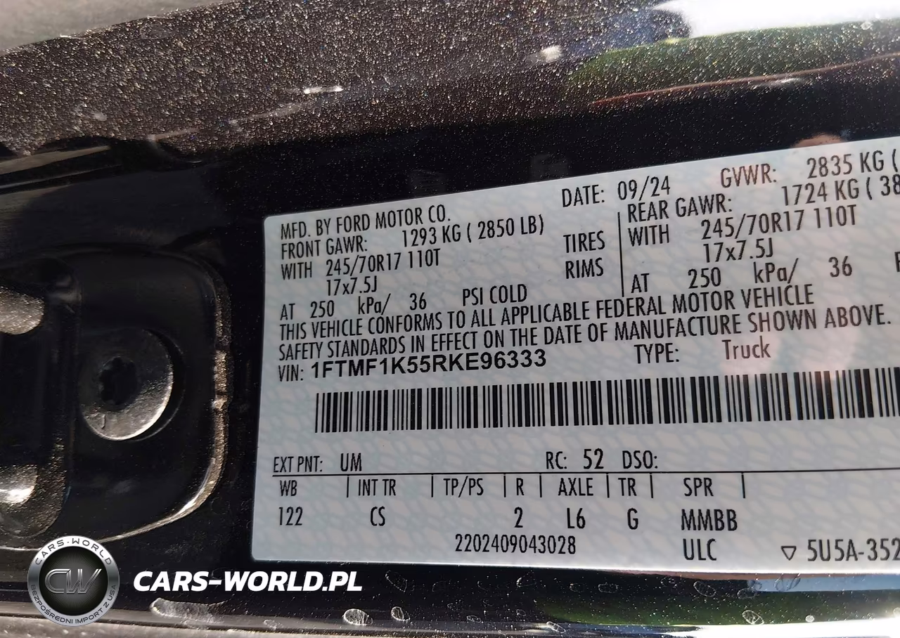 2024 Ford F-150 Xl VIN:1FTMF1K55RKE96333 - 9