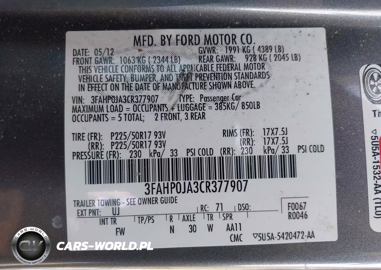 2012 Ford Fusion Sel VIN:3FAHP0JA3CR377907 - 9
