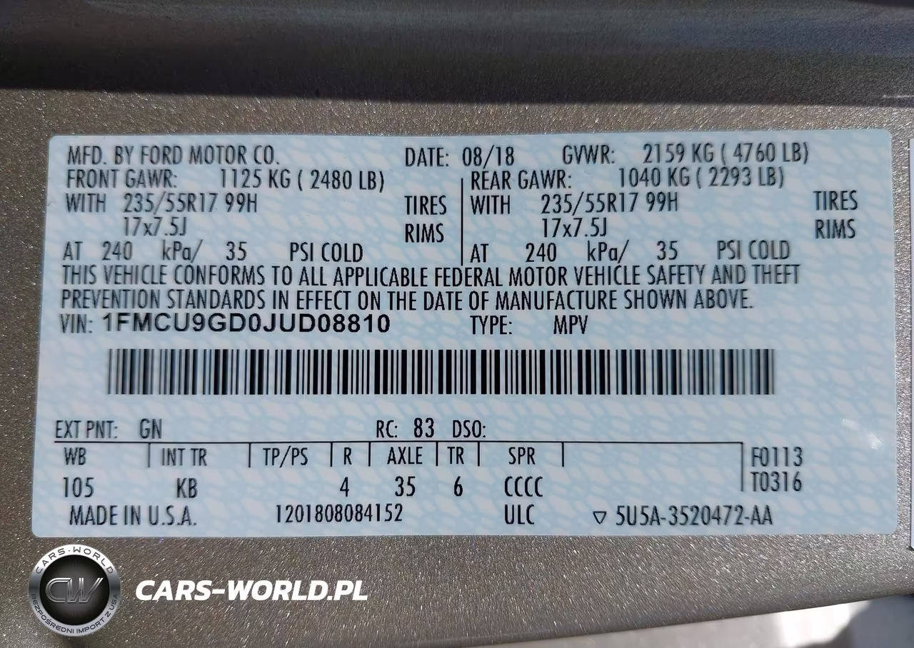 2018 Ford Escape Se VIN:1FMCU9GD0JUD08810 - 9