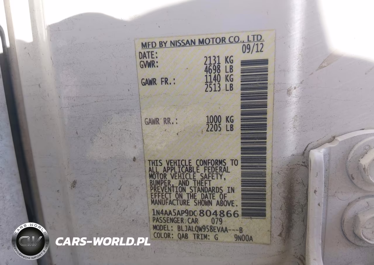 2013 Nissan Maxima 3.5 S VIN:1N4AA5AP9DC804866 - 9