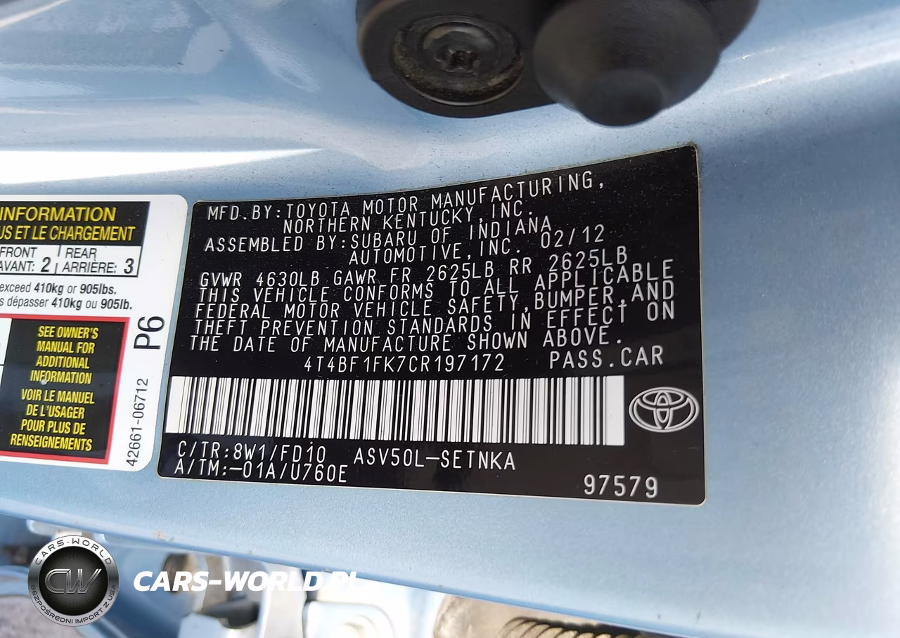 2012 Toyota Camry Le VIN:4T4BF1FK7CR197172 - 9
