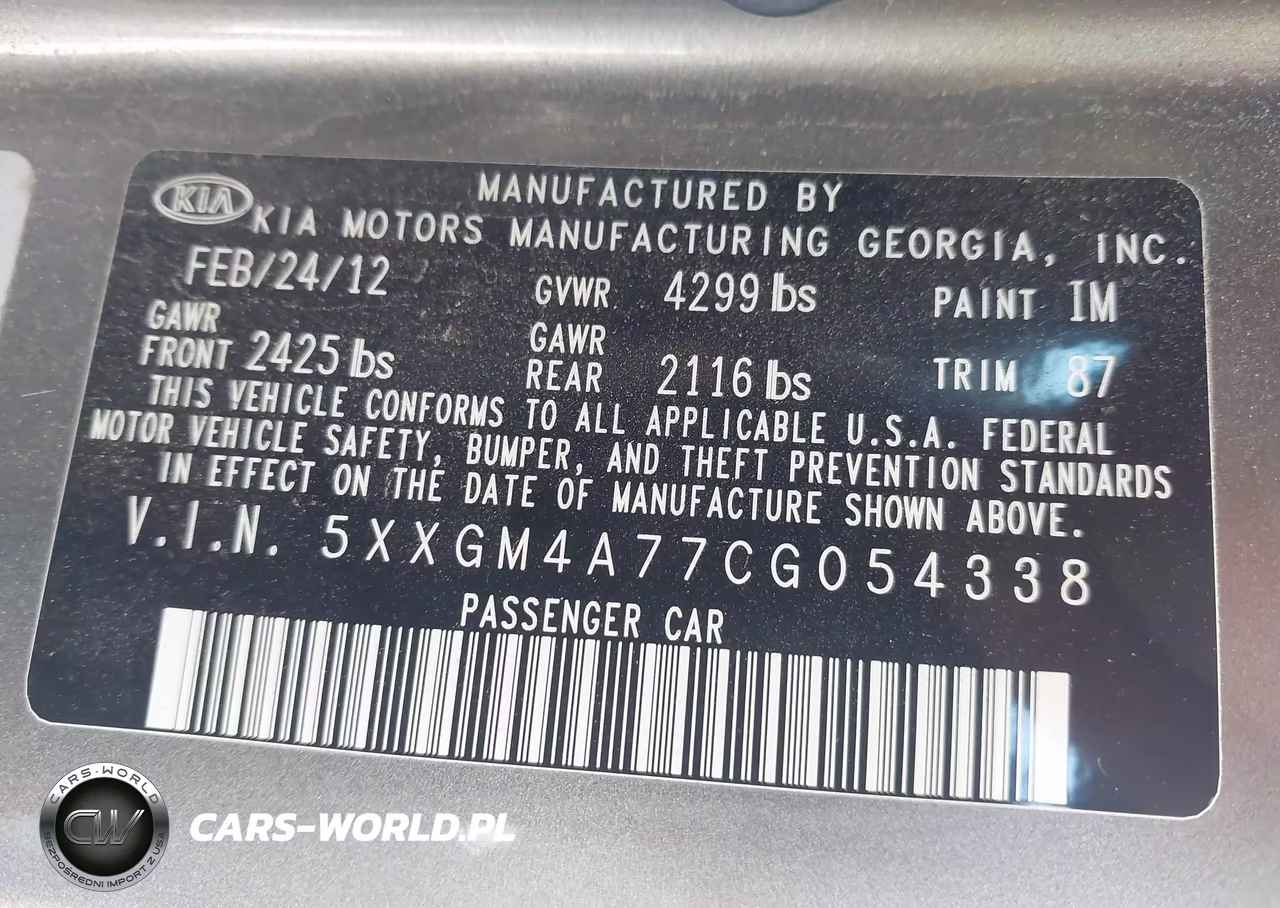 2012 Kia Optima Lx VIN:5XXGM4A77CG054338 - 9