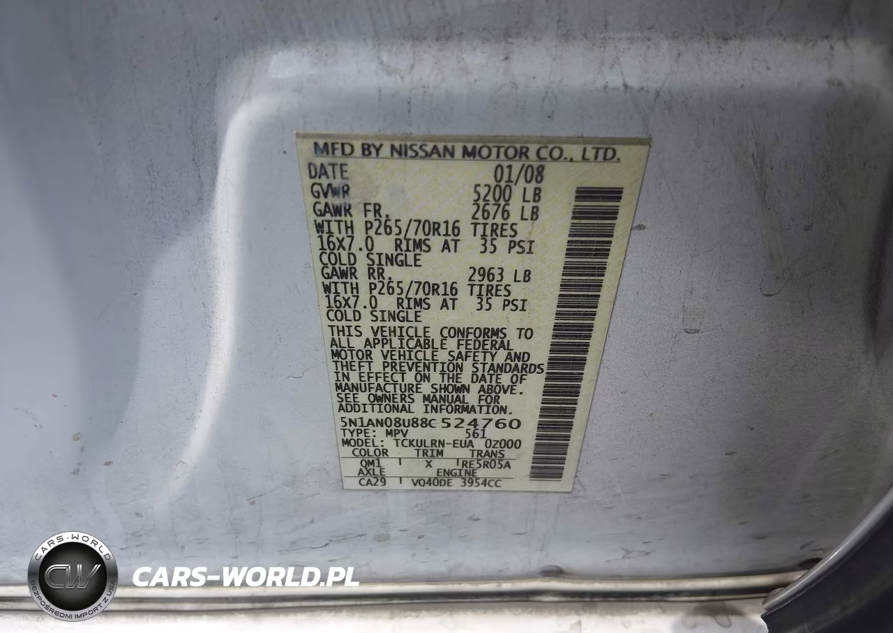 2008 Nissan Xterra S VIN:5N1AN08U88C524760 - 9