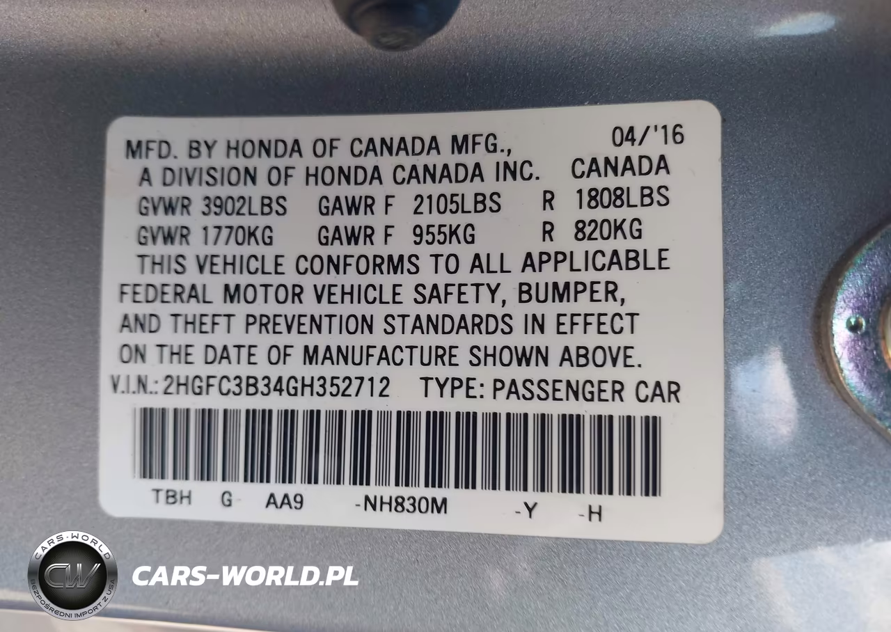 2016 Honda Civic Ex-T VIN:2HGFC3B34GH352712 - 9