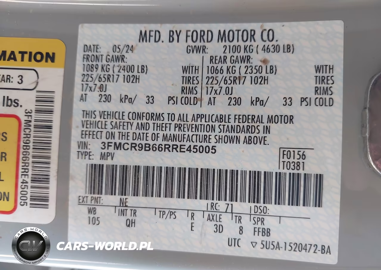 2024 Ford Bronco Sport Big Bend VIN:3FMCR9B66RRE45005 - 9