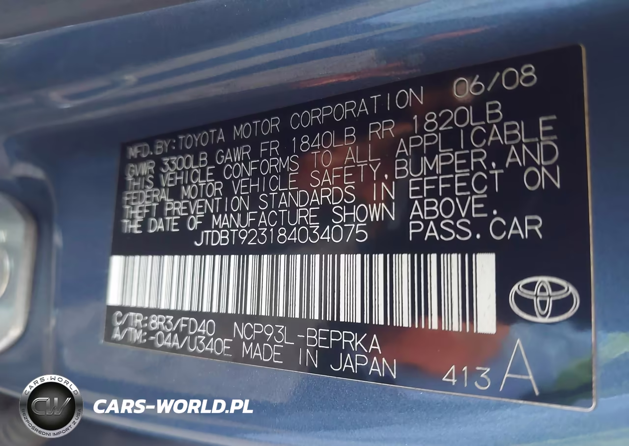 2008 Toyota Yaris VIN:JTDBT923184034075 - 9