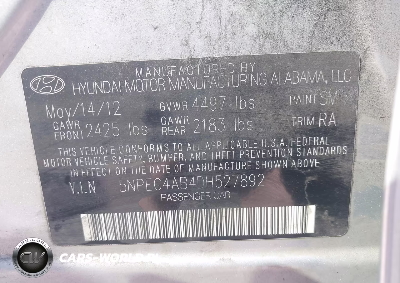2013 Hyundai Sonata Se 2.0T VIN:5NPEC4AB4DH527892 - 9