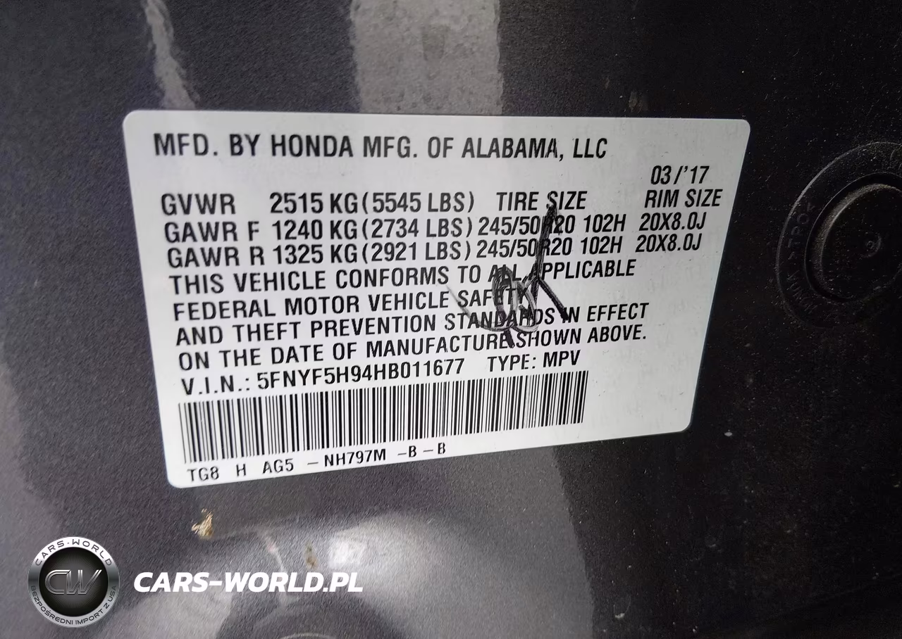 2017 Honda Pilot Touring VIN:5FNYF5H94HB011677 - 9