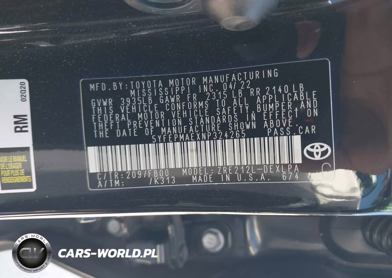 2022 Toyota Corolla Le VIN:5YFEPMAEXNP324265 - 9