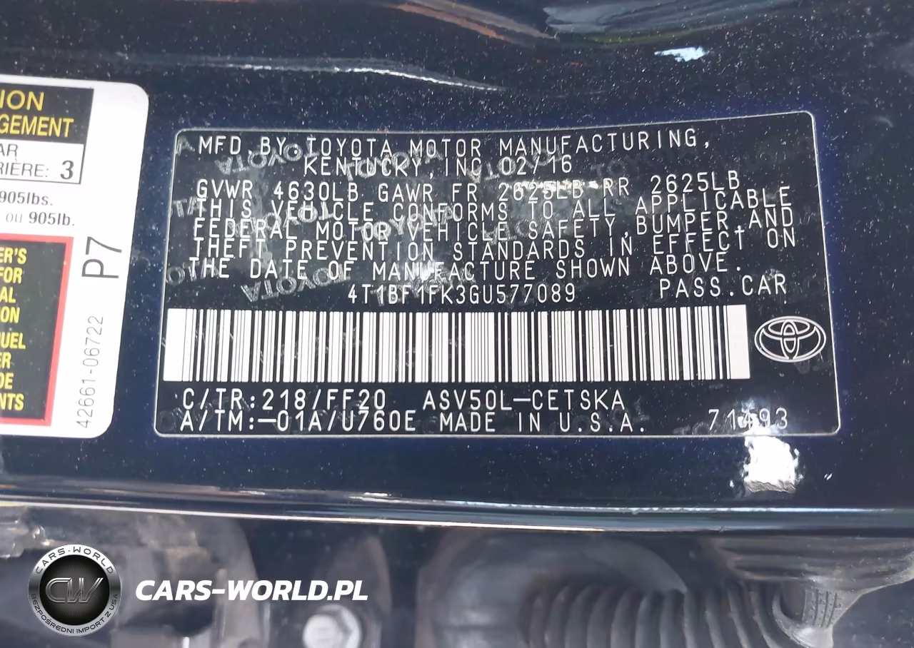2016 Toyota Camry Se VIN:4T1BF1FK3GU577089 - 9