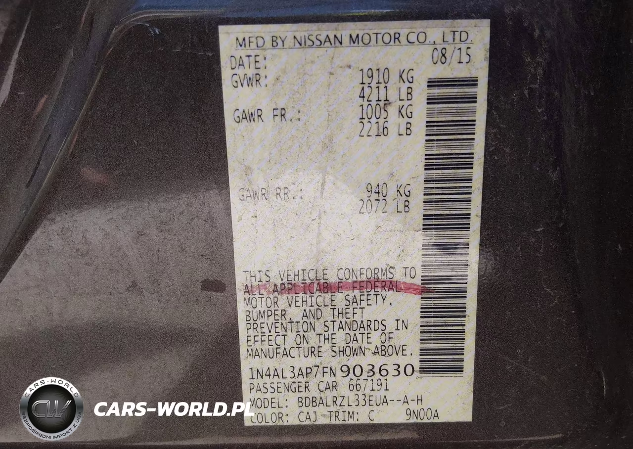 2015 Nissan Altima 2.5 Sl VIN:1N4AL3AP7FN903630 - 9