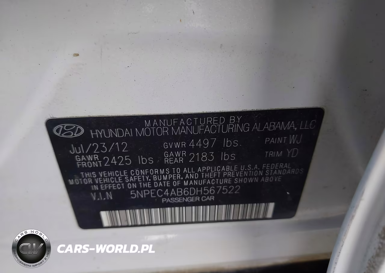 2013 Hyundai Sonata Limited 2.0T VIN:5NPEC4AB6DH567522 - 9