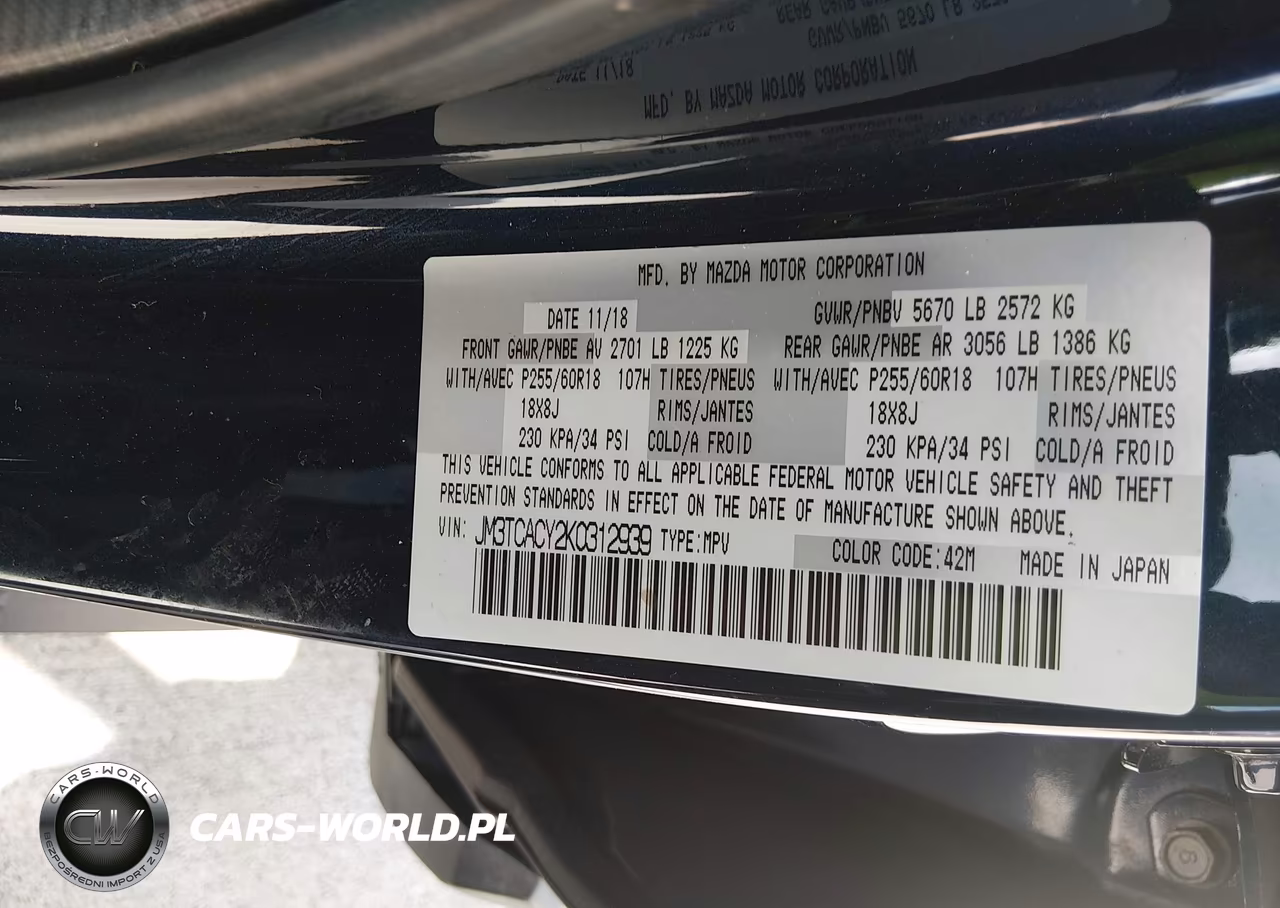 2019 Mazda Cx-9 Touring VIN:JM3TCACY2K0312939 - 9