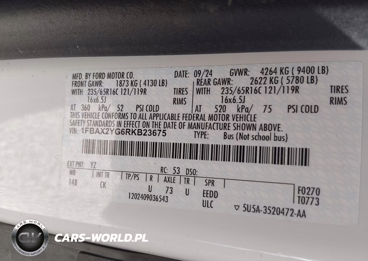 2024 Ford Transit-350 Passenger Van Xl VIN:1FBAX2YG6RKB23675 - 9