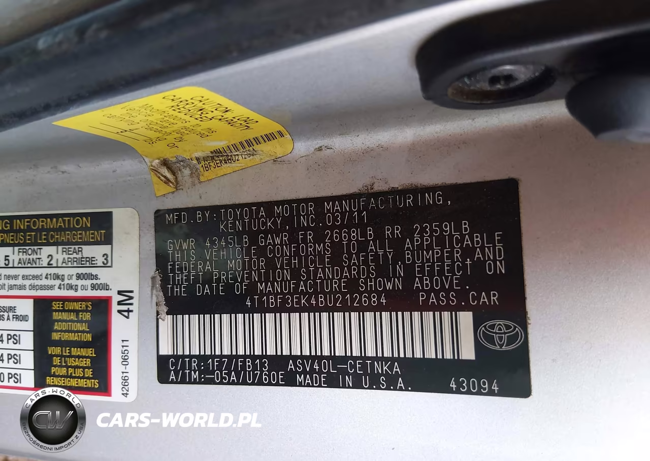 2011 Toyota Camry Le VIN:4T1BF3EK4BU212684 - 9