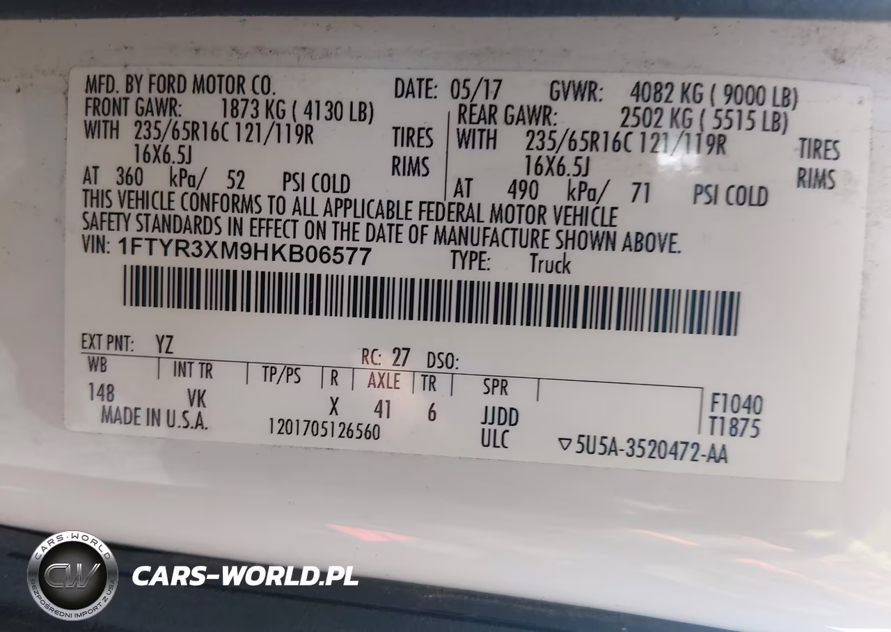 2017 Ford Transit-250 VIN:1FTYR3XM9HKB06577 - 9