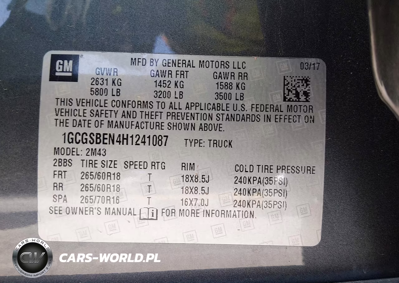 2017 Chevrolet Colorado 2Wd Wt VIN:1GCGSBEN4H1241087 - 9