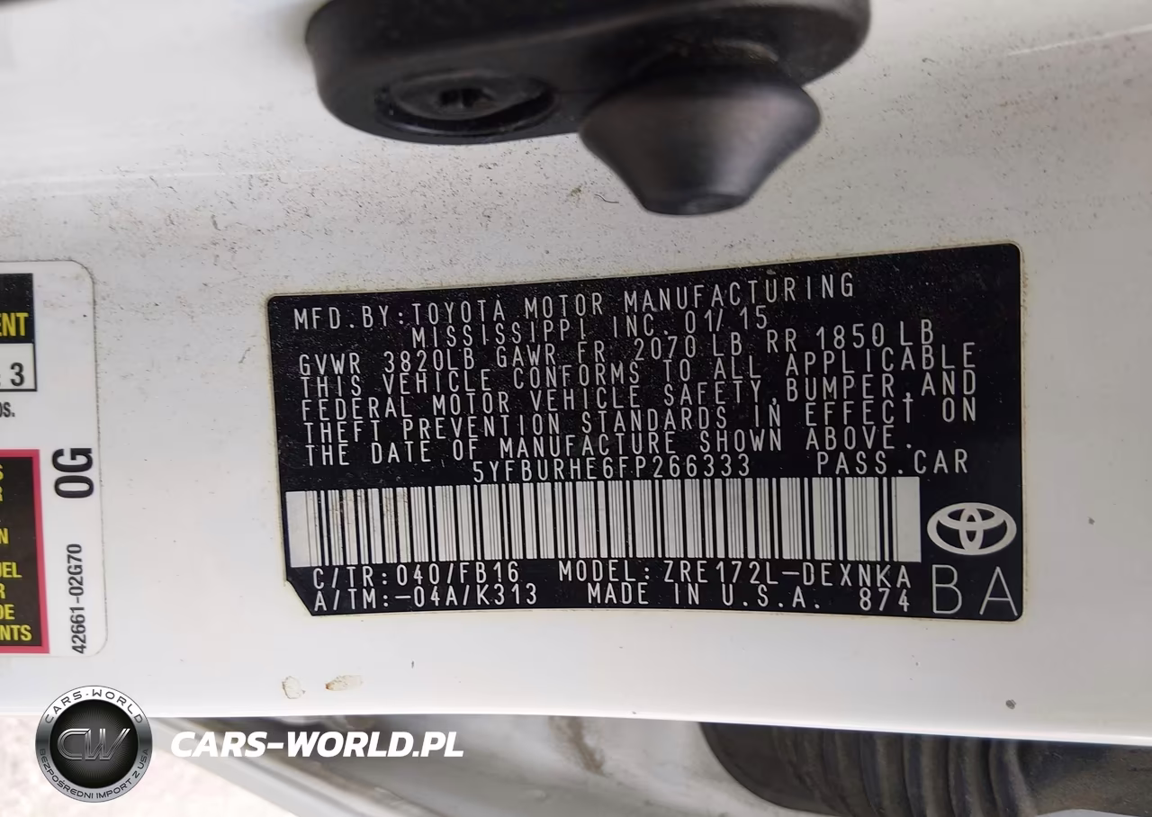 2015 Toyota Corolla Le VIN:5YFBURHE6FP266333 - 9