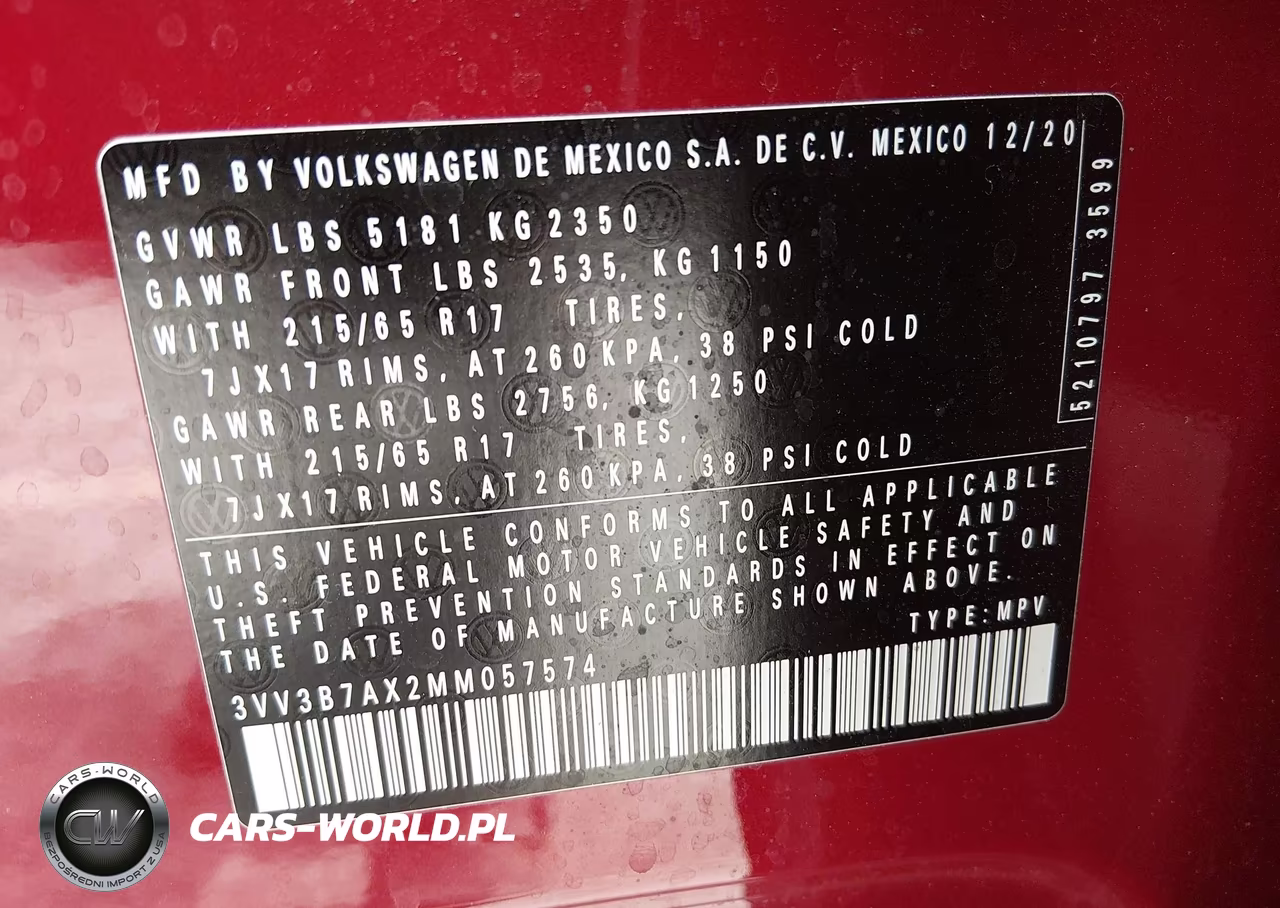 2021 Volkswagen Tiguan 2.0T Se-2.0T Se R-Line Black-2.0T Sel VIN:3VV3B7AX2MM057574 - 9