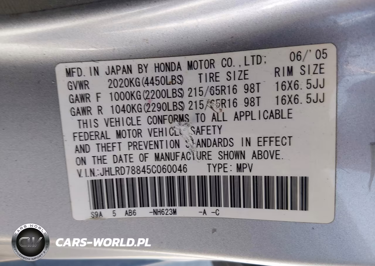 2005 Honda Cr-V Ex VIN:JHLRD78845C060046 - 9