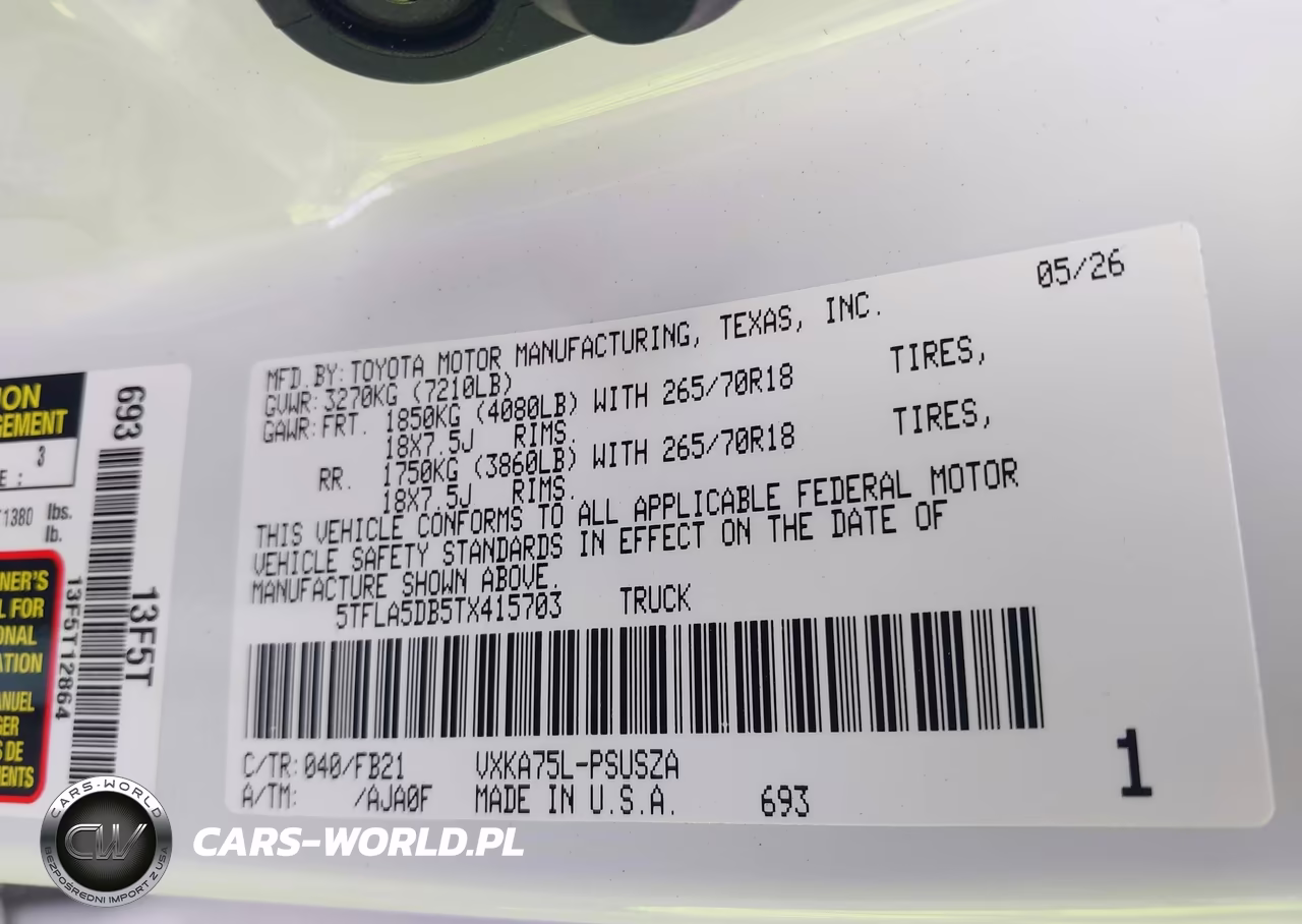 2026 Toyota Tundra Sr5 Crewmax 5.5' Bed VIN:5TFLA5DB5TX415703 - 9