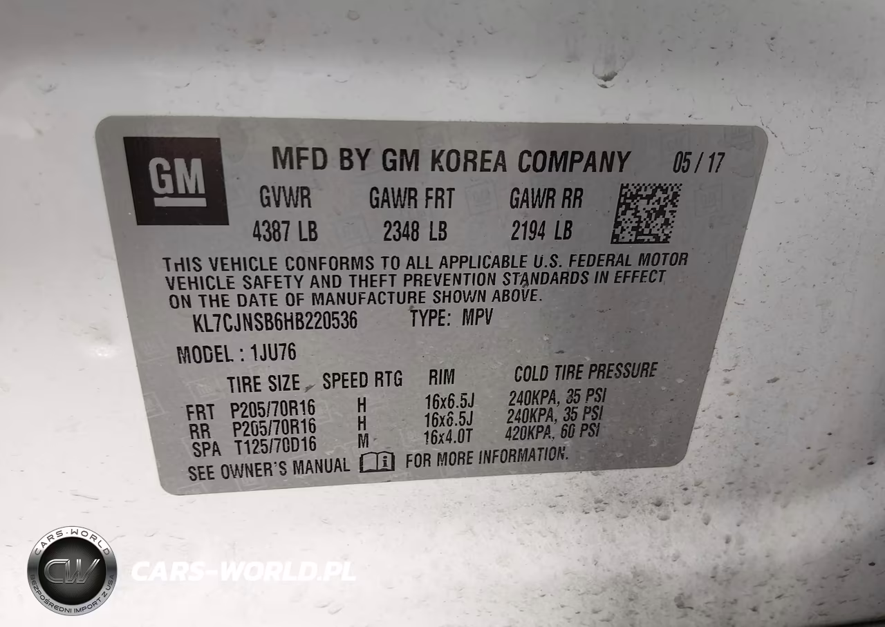2017 Chevrolet Trax Ls VIN:KL7CJNSB6HB220536 - 9
