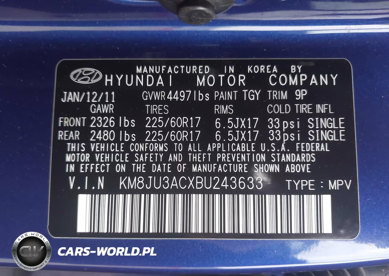 2011 Hyundai Tucson Gls VIN:KM8JU3ACXBU243633 - 9