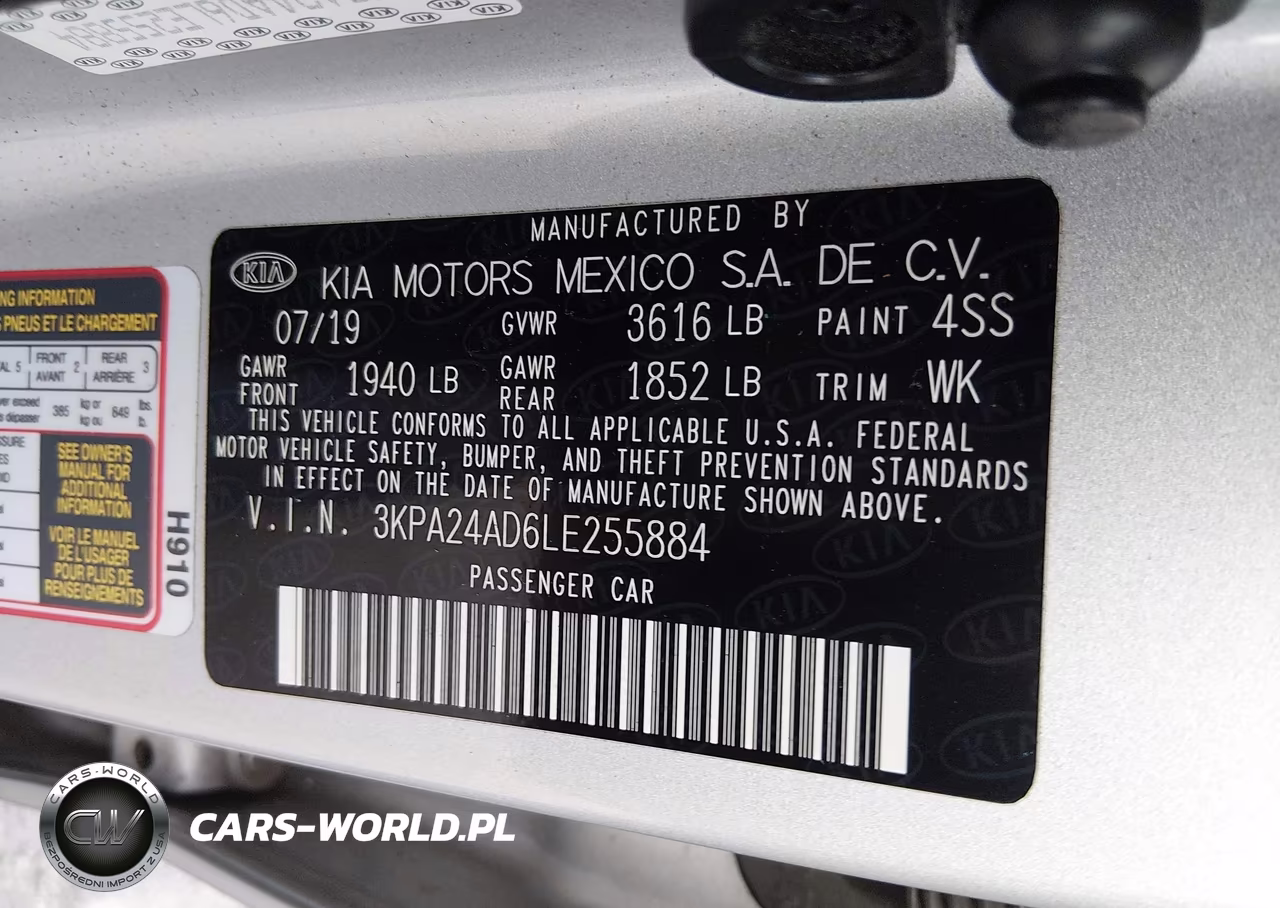 2020 Kia Rio S VIN:3KPA24AD6LE255884 - 9