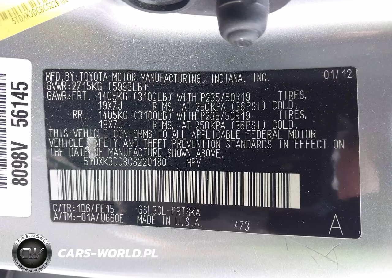 2012 Toyota Sienna Se 8 Passenger VIN:5TDXK3DC8CS220180 - 9