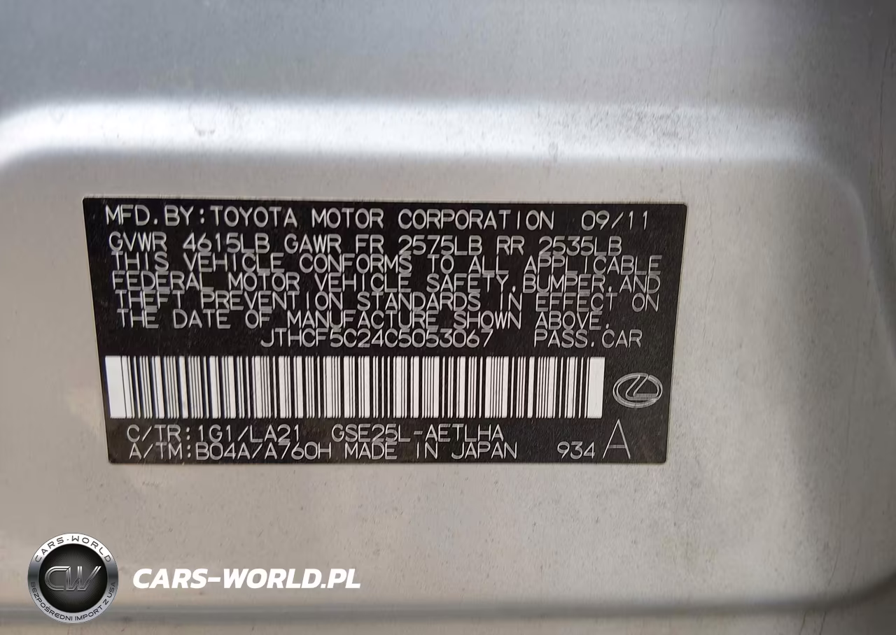2012 Lexus Is 250 VIN:JTHCF5C24C5053067 - 9