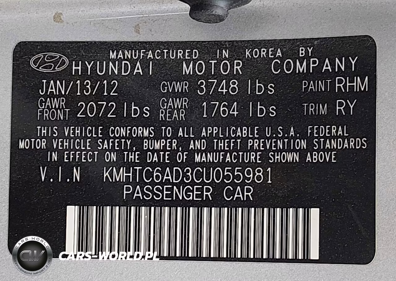 2012 Hyundai Veloster Base W-Black VIN:KMHTC6AD3CU055981 - 9