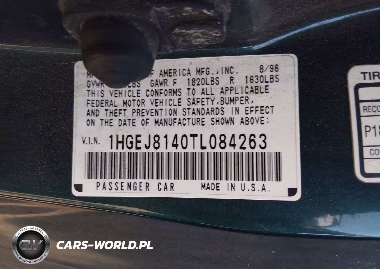 1996 Honda Civic Ex VIN:1HGEJ8140TL084263 - 9