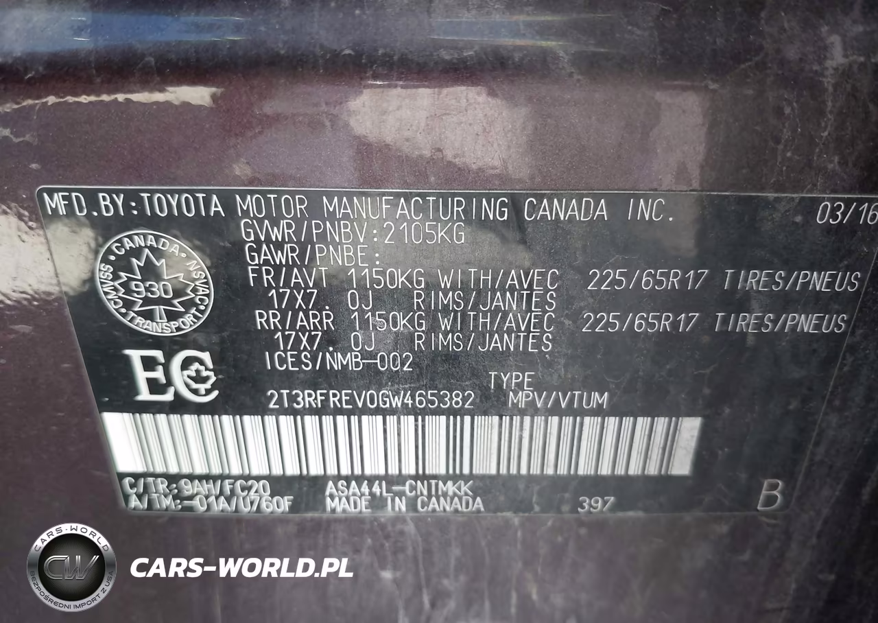 2016 Toyota Rav4 Xle VIN:2T3RFREV0GW465382 - 9