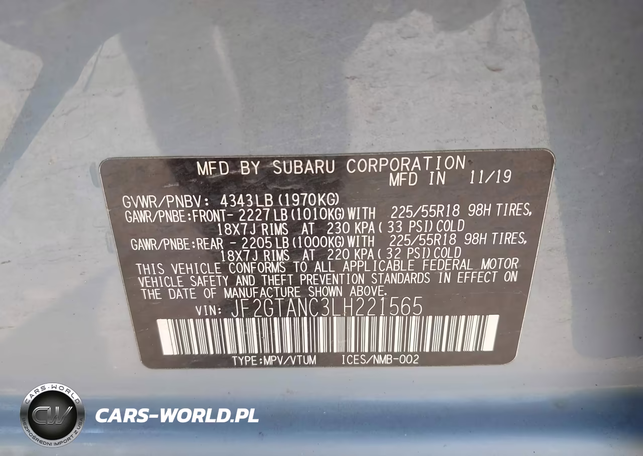 2020 Subaru Crosstrek Limited VIN:JF2GTANC3LH221565 - 9