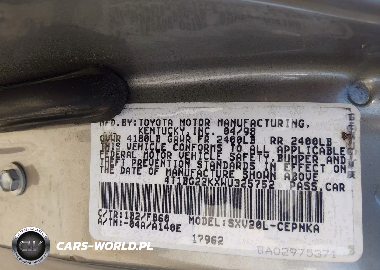 1998 Toyota Camry Le VIN:4T1BG22KXWU325752 - 9