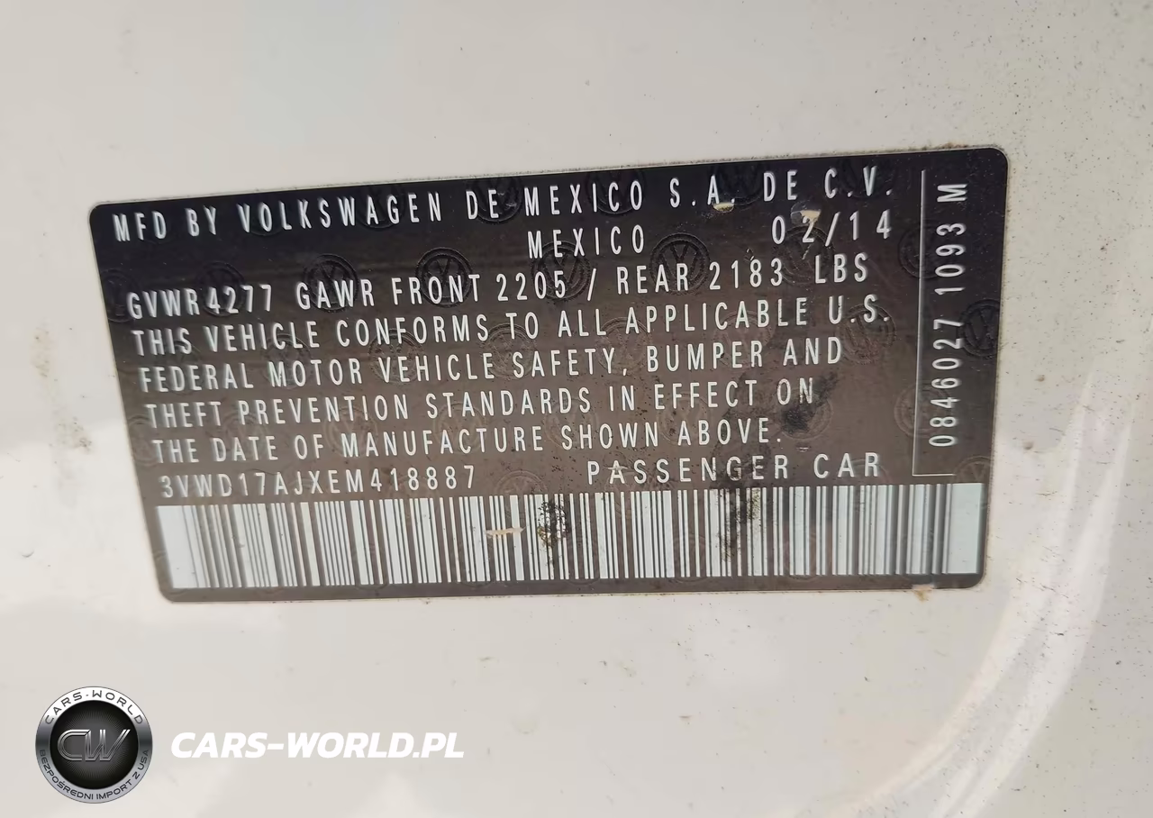 2014 Volkswagen Jetta 1.8T Se VIN:3VWD17AJXEM418887 - 9